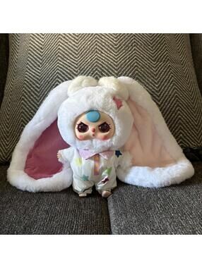 bb3 grunge white bunny plush pendant